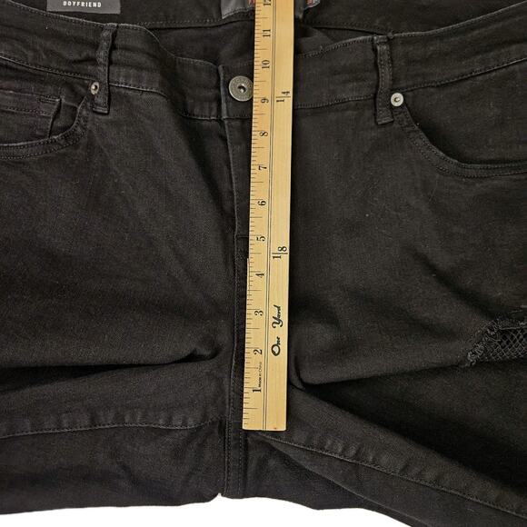 Torrid Boyfriend Jeans Black Denim Stretch Straight Distressed 18 Reg Fishnets - Picture 5 of 10